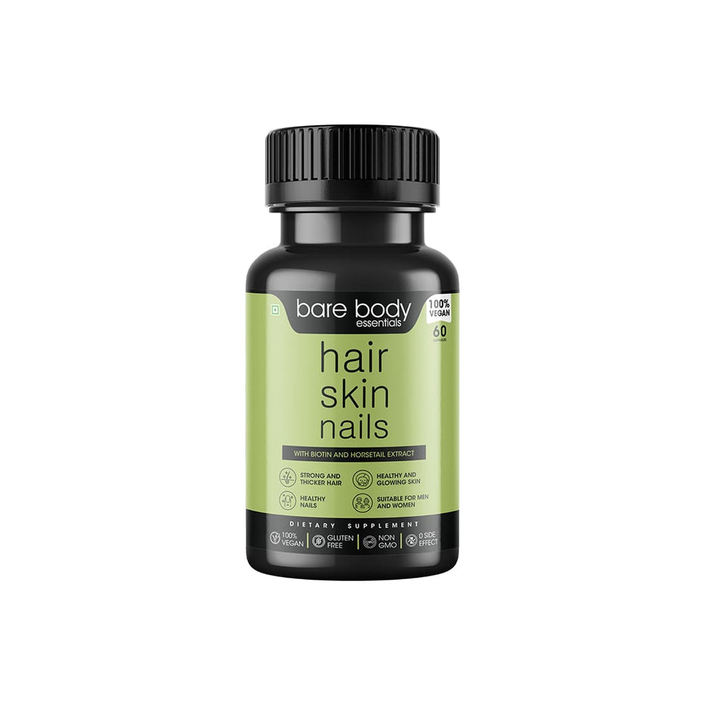 Hair Skin Nails With 100% Vegan Supplements For Healthy Hair, Strong Nails and Glowing Skin | 60 Capsules